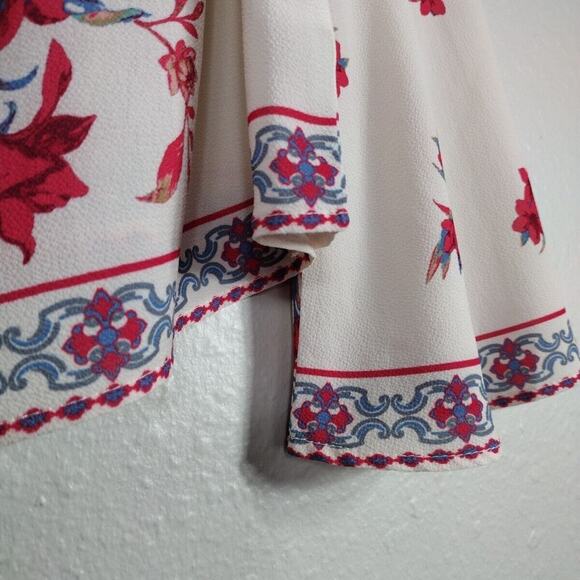 Women's Boho Top Floral Blouse Open Shoulder Bohemian Embroidered Size L - Picture 3 of 8